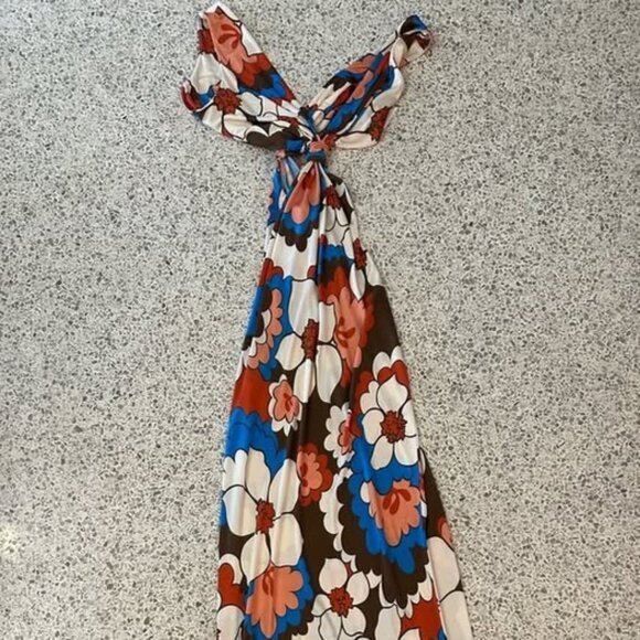 Ronny Kobo “Sammy” Knotted Cutout Linen Maxi Dress – Size Small - Picture 4 of 9